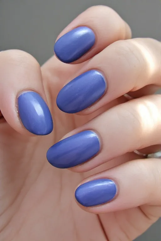 blueberry dusty purple satin oval nails