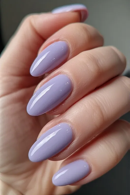 soft lavender glazed oval nails