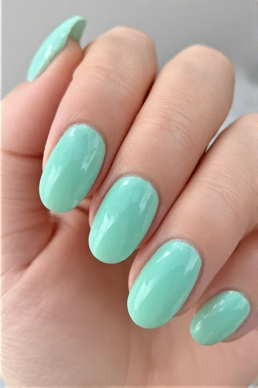 mint green glazed oval nails