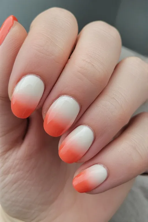  peach ombre oval nails