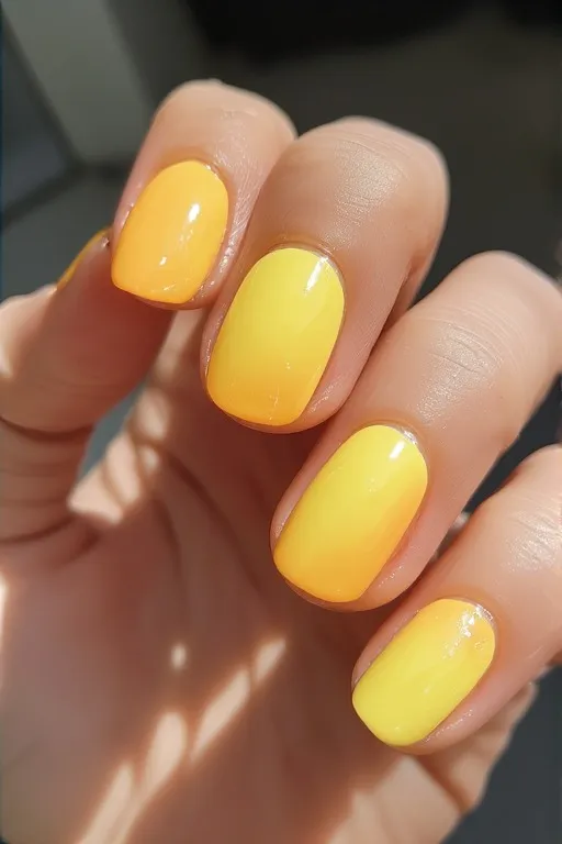 neon yellow glazed oval nails