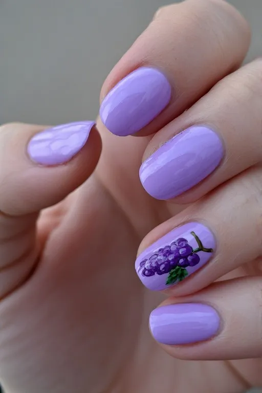 grape cluster accent nail art oval nails