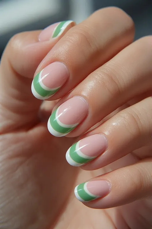 watermelon french tip oval nails