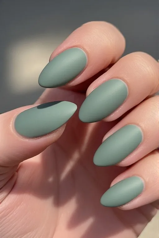  sage green matte almond nails