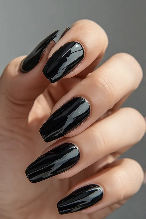 black patent leather finish coffin nails