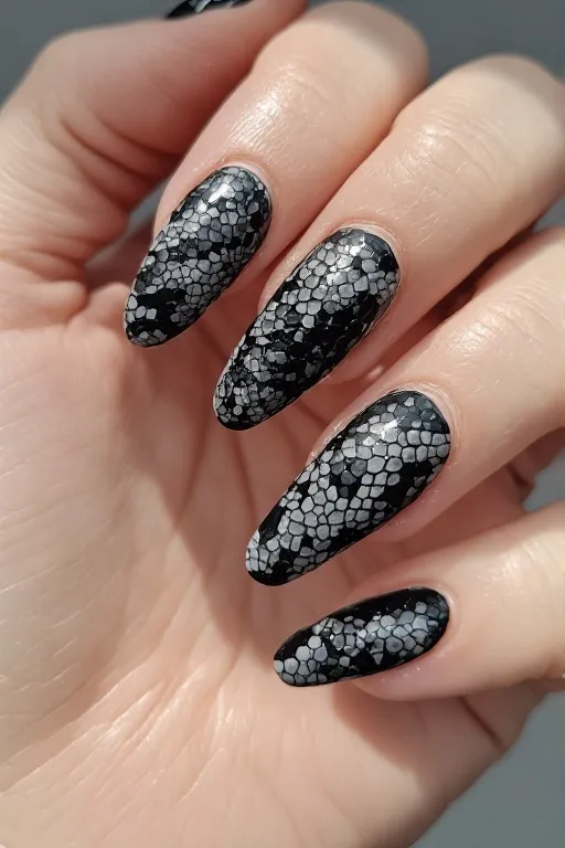 snakeskin texture pattern coffin nails