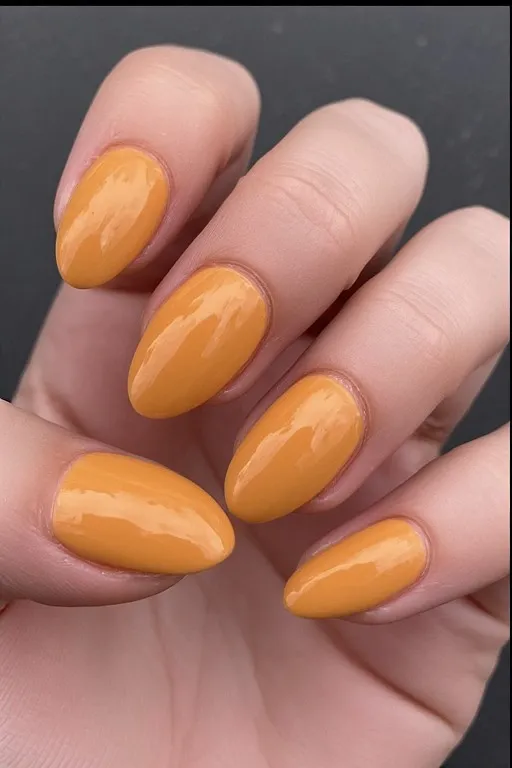 sandy warm nude almond nails