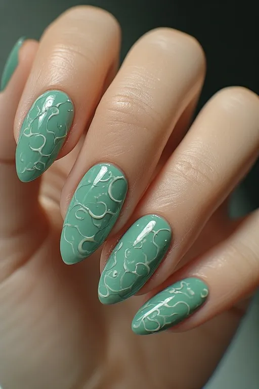  seafoam green almond nails