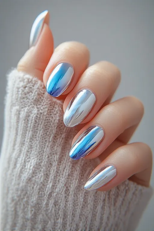 duochrome blue to white shift nails