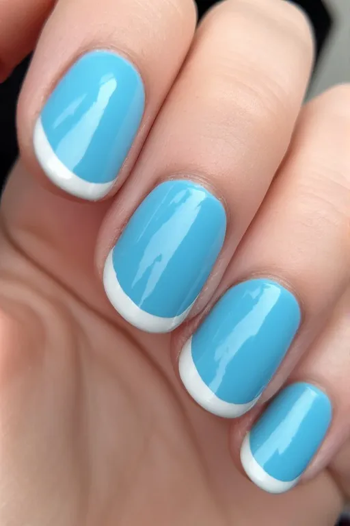 blue-and-white-nails-sky-blue-glazed-white-tip.jpg sky blue glazed nails with white french tip