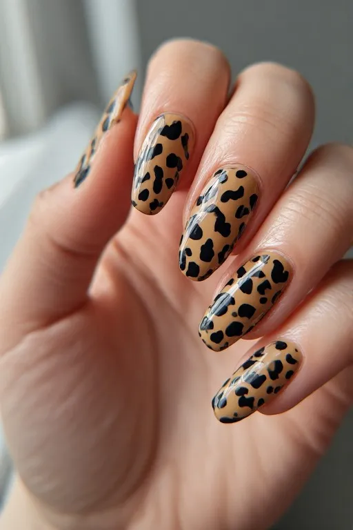 leopard print coffin nails full coverage