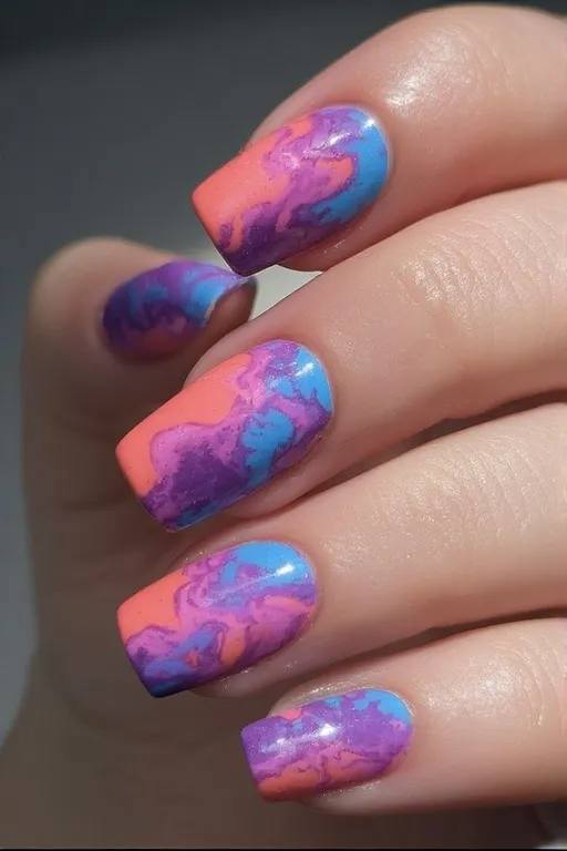  tie dye swirl nail art summer nails