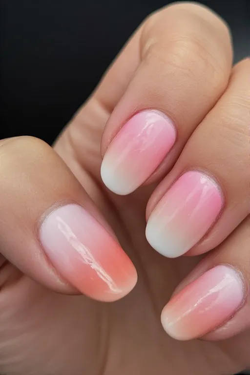 blush pink ombre oval nails