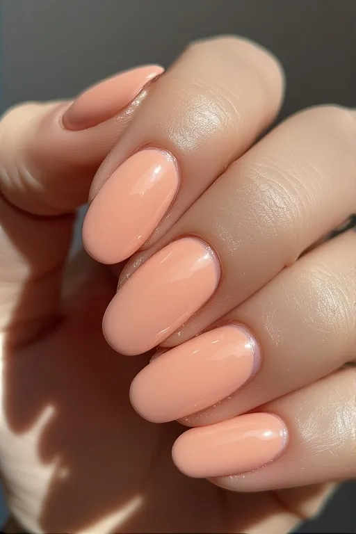  glazed peach milky oval nails