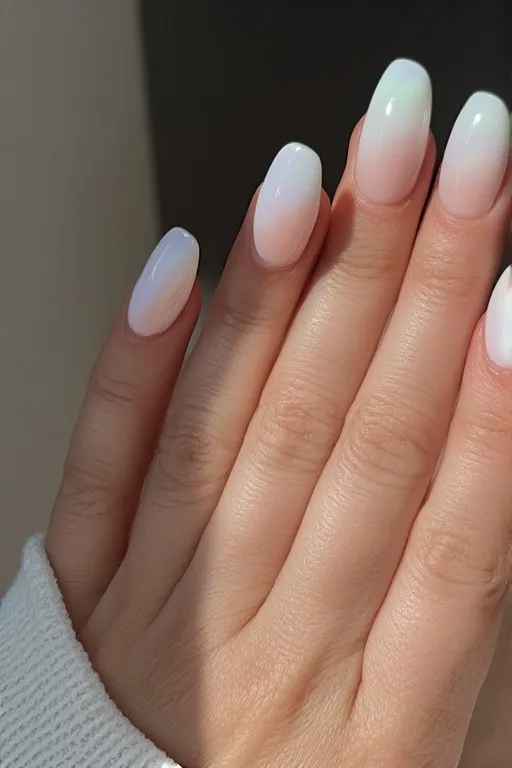  pearlescent white oval nails