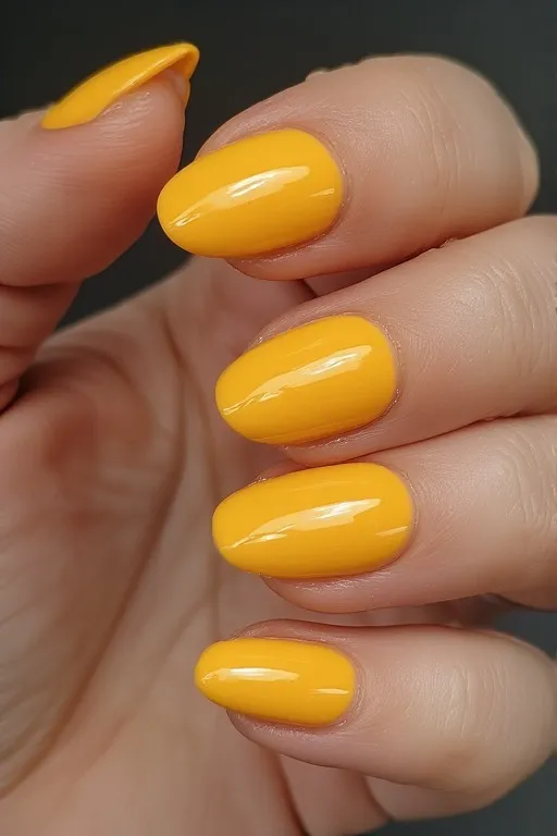 butter yellow glazed oval nails