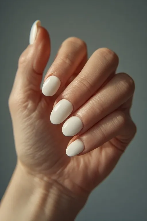 white nails with bunny holding carrot nail art