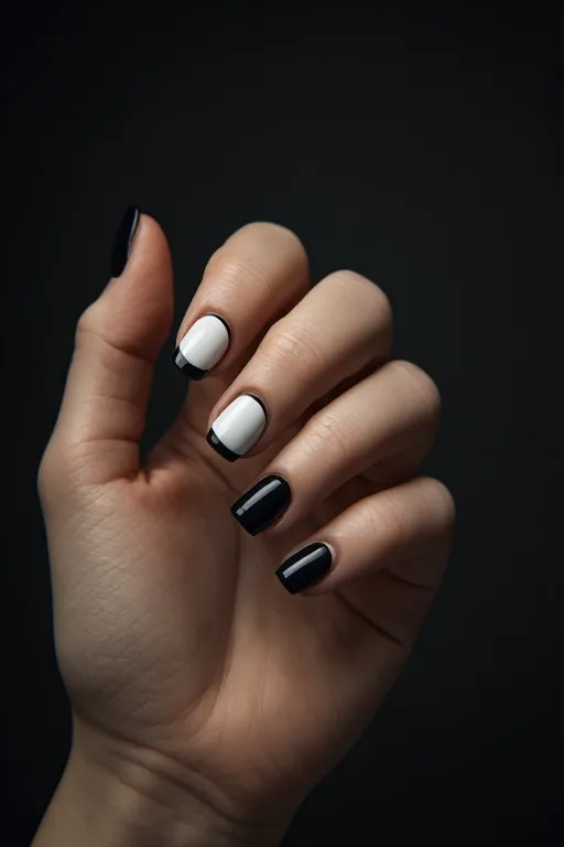 black halo square nails white center