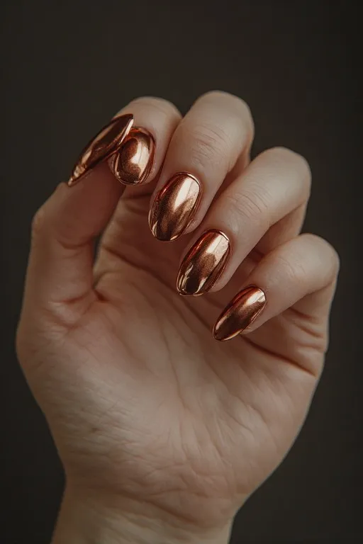 copper chrome halo oval nails terracotta base