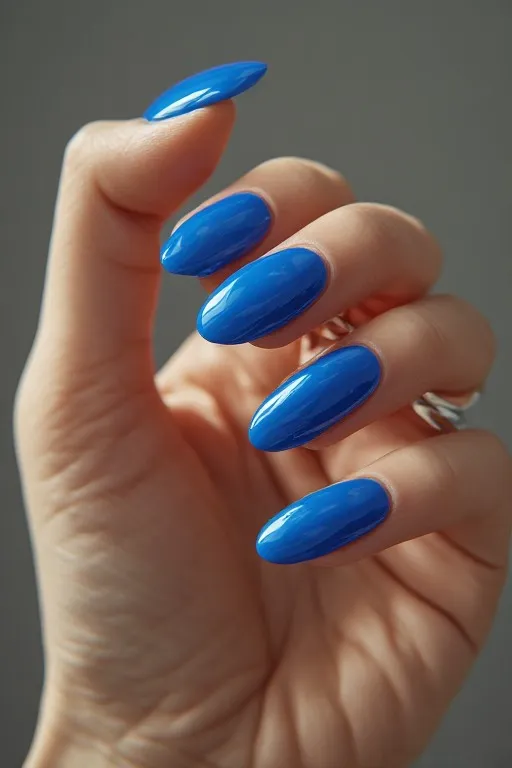 cobalt blue glazed pearl oval nails