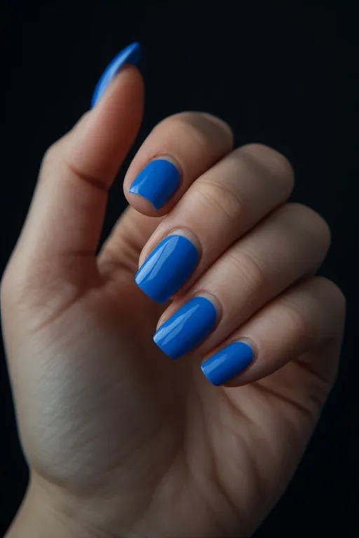 
cobalt blue french tips on white base square