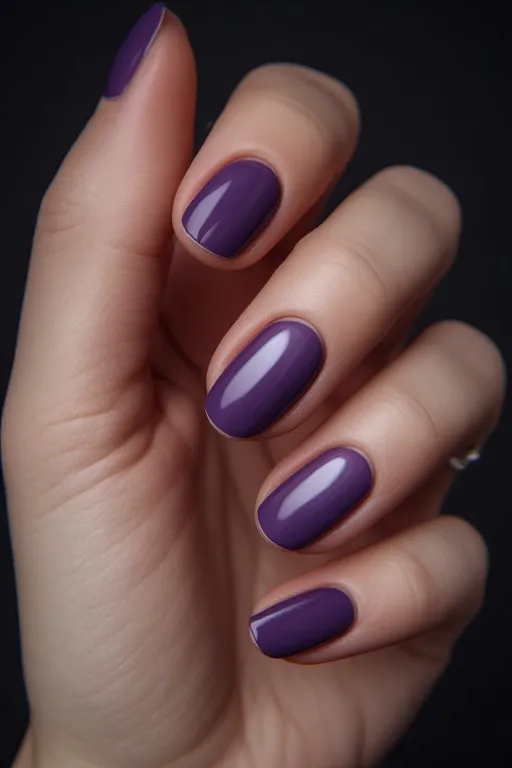 
deep plum french tip oval nails sheer base