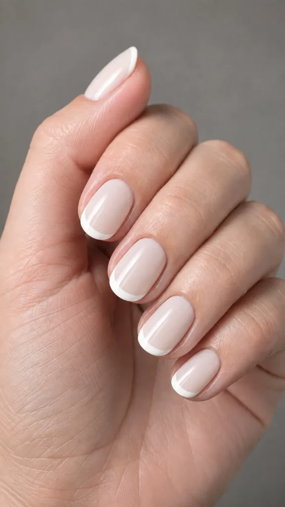 milky white nails with white french tips