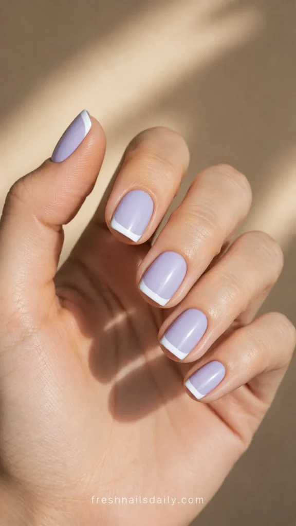 
pastel blue short square nails with gold star detail