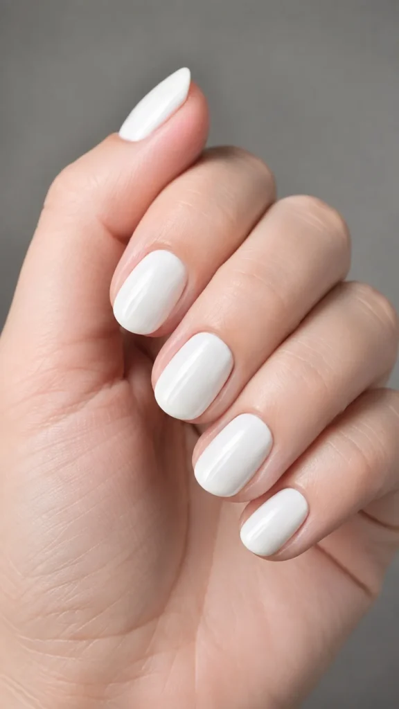 pure milky white oval nails full coverage
